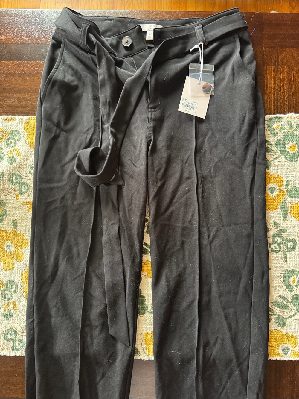 LC Lauren Conrad Black Tie-Waist Women's Pants